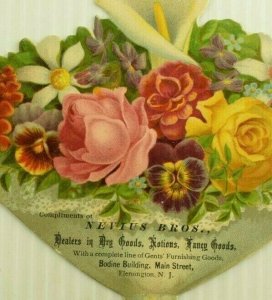 1880s Die-Cut Flower Bouquet Nevius Bros. Dry Goods Fancy Goods 7F