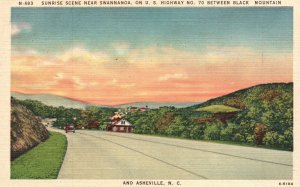 Vintage Postcard 1930's Sunrise Scene Swannanoa  Black Mountain & Asheville NC