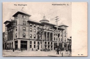 J97/ Portsmouth Ohio Postcard c1910 The Washington Hotel Building 472