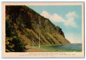 c1950's Highway Along Foot of Mont St. Pierre West Gaspe PQ Canada Postcard 