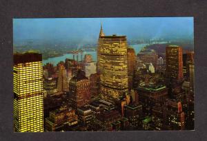 NY Pan Am Bldg Building Skyscrapers Night View New York City Postcard