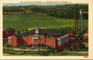 Admin Building US Veterans Facility Columbia SC South Carolina Linen Postcard 