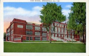 Postcard - High School, Springfield, Illinois, IL. 52