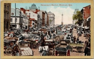 Bonsecours Market Montreal QC Quebec Que Horses Wagons 1914 Postcard H52