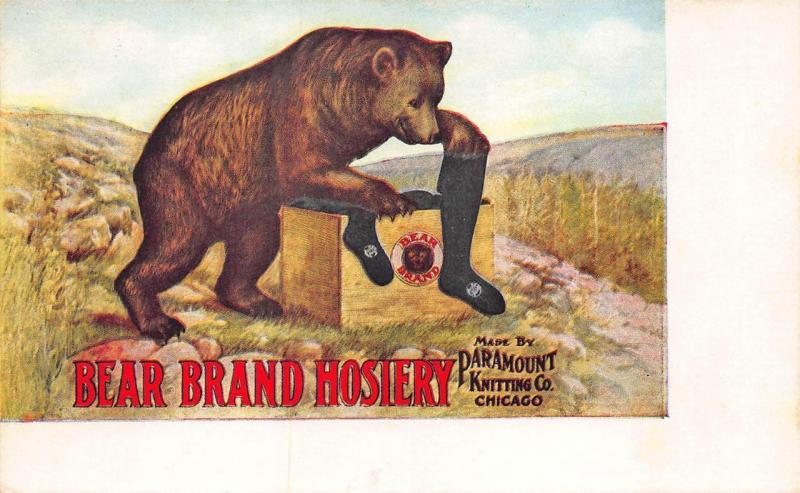 Chicago IL Paramont Knitting Co. Bear Brand Hosiery Advertising Postcard