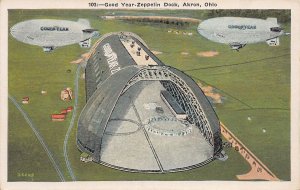 J79/ Akron Ohio Postcard c1910 Goodyear Zeppelin Dock Factory Blimps 90