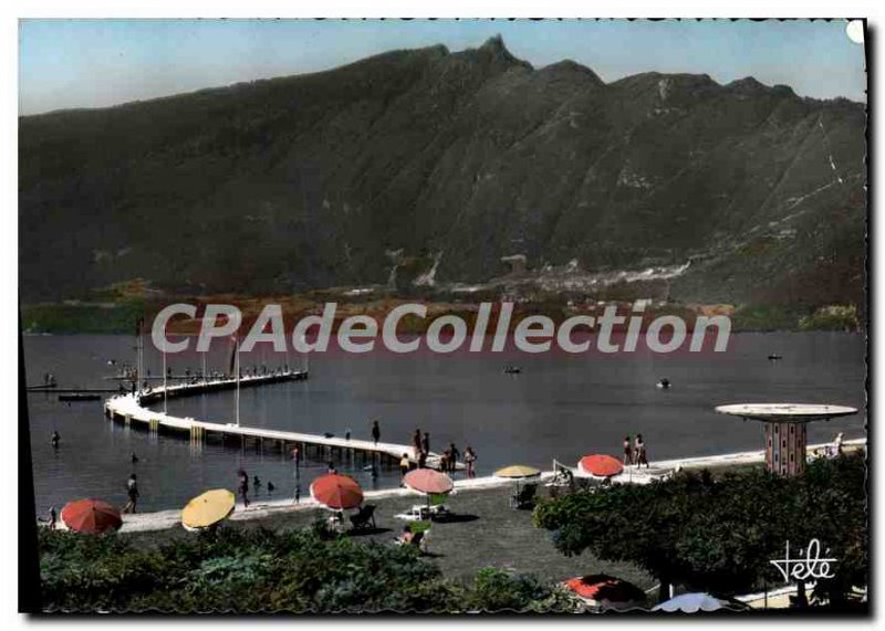 Modern Postcard Aix les Bains beach and the Dent du Chat