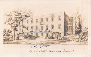 ST ELIZABETH'S HOME & CONVENT-ARTIST DRAWN REAL PHOTO POSTCARD-MILWAUKEE?