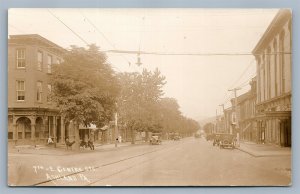 ASHLAND PA 7th.- E. CENTRE STS. OLD CARS ANTIQUE REAL PHOTO POSTCARD RPPC
