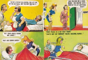 Nurse Hospital 4x Bamforth Comic Humour Postcard s