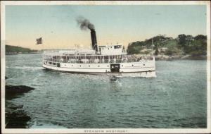 Maine Steamer Boat Westport c1910 Postcard