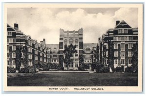 c1930's Tower Court Building Wellesley College Massachusetts MA Vintage Postcard