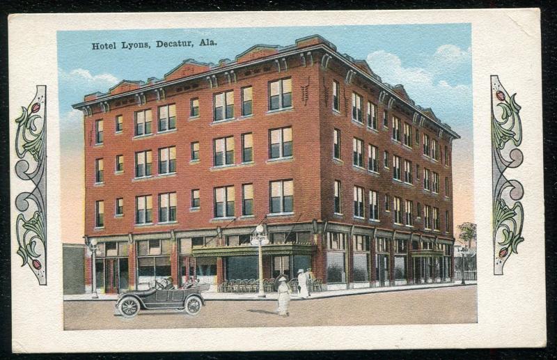 Decatur Alabama al Hotel Lyons 1920s old postcard #1