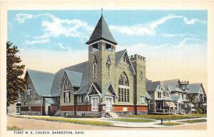 A57/ Barberton Ohio Postcard c1920 First M.E. Church Building