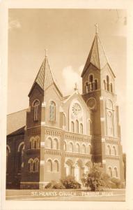 Perham Minnesota~St Henry's Church~Triple Arch Doorway~1940s RPPC Postcard