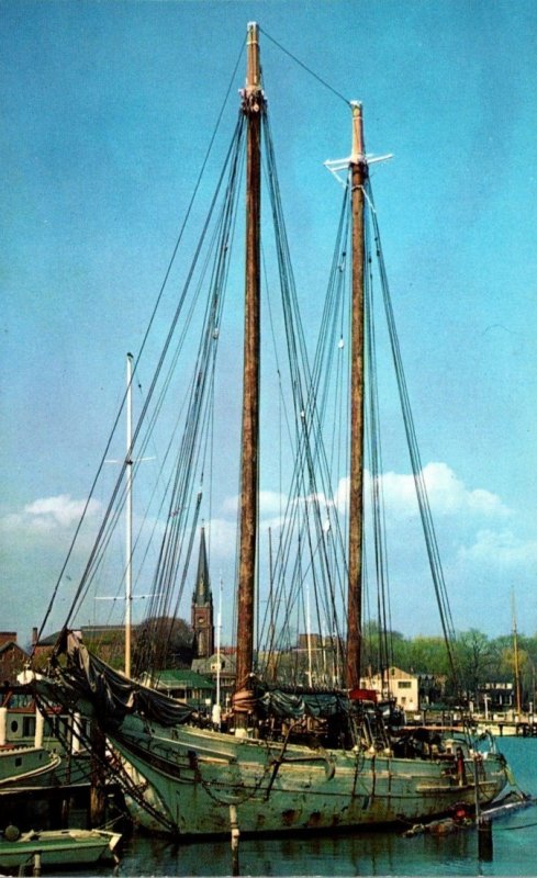 Maryland Annapolis Chesapeake Bay Schooner In Annapolis Harbor 1964