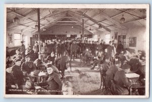 Winchester England Postcard Interior of YMCA Winnall Down Copse c1920's WW1