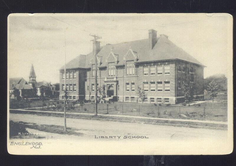 ENGLEWOOD NEW JERSEY LIBERTY SCHOOL BUILDING VINTAGE POSTCARD 1906 NJ