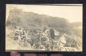 RPPC COSTA RICA CENTRAL AMRICAN BANANA FARM WORKERS VINTAGE REAL PHOTO POSTCARD