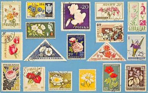 Flowers on stamps in full-color Stamp, Coin Unused 