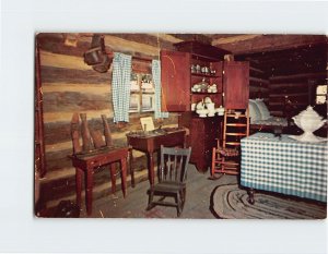 Postcard Interior, Dr. John Allen Cabin, New Salem State Park, New Salem, IL