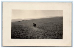 Grangeville North Dakota ND Postcard RPPC Photo Horse Riding Scene c1910's