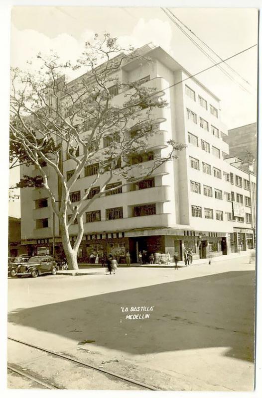 Medellin Columbia Comercial Store Fronts Cars RPPC Real Photo Postcard