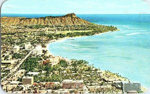 Aerial View Waikiki Hawaii Diamond Head Vintage Postcard Standard View Card  