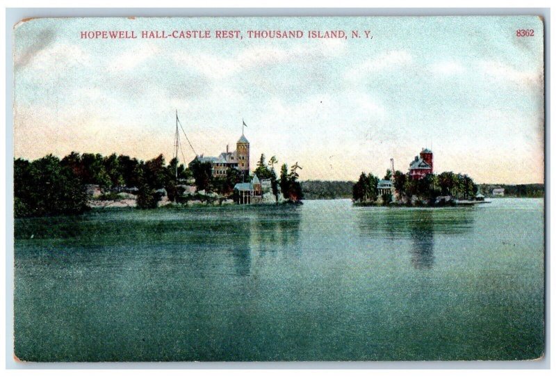 Thousand Islands New York Postcard Hopewell Hall-Castle Rest Lake c1910 Antique