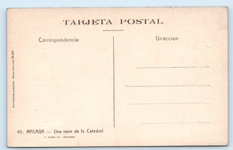 Malaga - Catedral Nave Interior - SPAIN Postcard