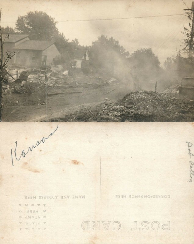 KANSAS DISASTER SCENE RPPC ANTIQUE REAL PHOTO POSTCARD