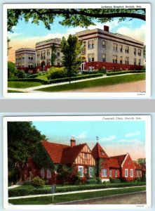 2 Postcards NORFOLK, Nebraska NE ~ Lutheran Hospital, Campbell Clinic c1940s