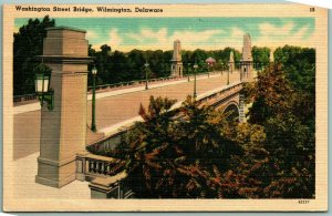 Washington Bridge Wilmington DE Delaware Linen Postcard I5