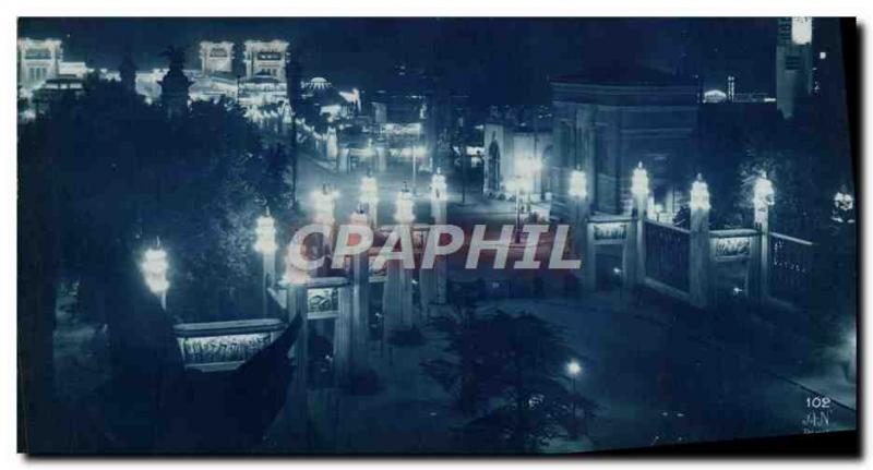 Old Postcard Paris Exposition des Arts Decoratifs Night view