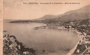 Vintage Postcard 1910's Vue Prise De La Frontieve Baie De Gavavan Menton France