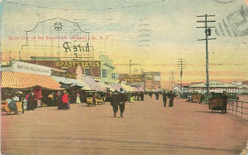 Atlantic City Boardwalk, New Jersey Smiths Rolling Chairs Bldg, 1910 Postmark