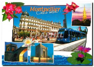 Postcard Modern Tram Comedy on the water Chateau Peyrou the church Sainte-Ann...