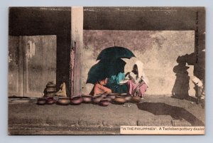 TACLOBEN POTTERY DEALER ISLAND OF LEYTE PHILIPPINES POSTCARD (c. 1910)