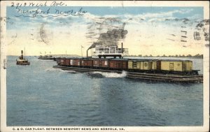 Norfolk Virginia VA C&O Car Float Boat Ship c1910 Vintage Postcard