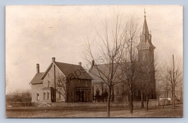 J99/ Malvern Ohio RPPC Postcard c1910 Church Building Residence 385