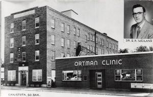 South Dakota SD Real Photo RPPC Postcard c1950 CANISTOTA Ortman Clinic WEILAND 2