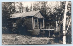 RPPC JACKMAN, ME Maine ~ CABIN, HENDERSON'S CAMPS 1928 Somerset County Postcard