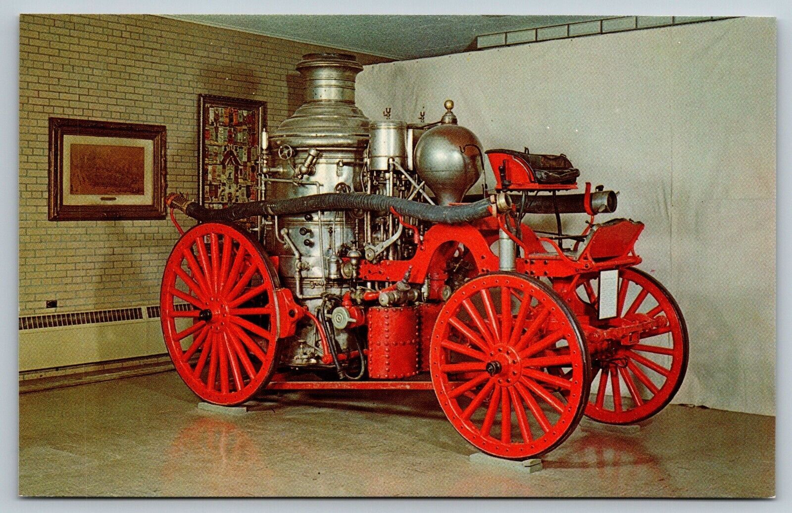 Fire Truck Engine Fireman Postcard Firemen's Home New York Hudson