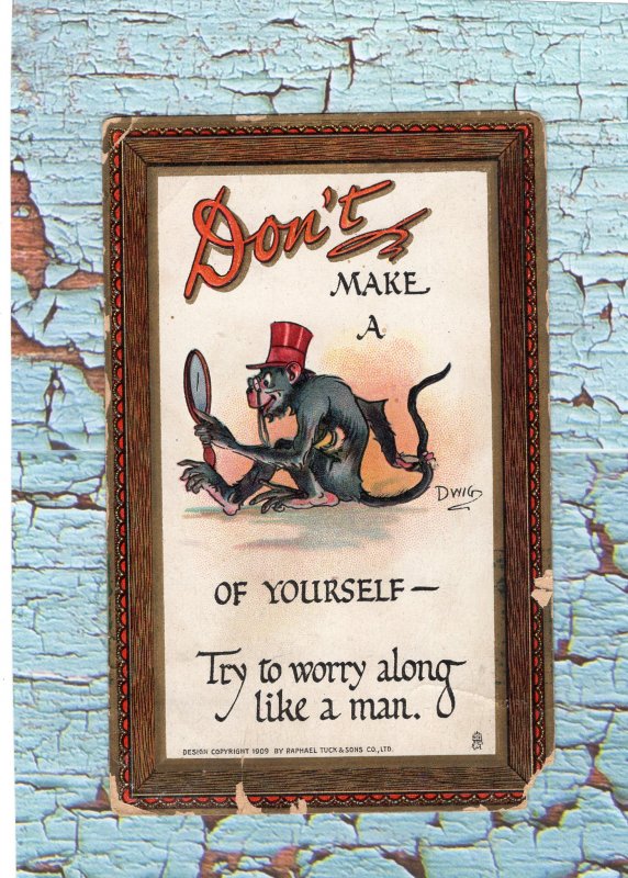 Don't Make A Monkey of Yourself Antique/Vtg Postcards, Rebus, Raphael Tuck