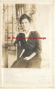 Black Americana, RPPC, Sallie Posing in Centre Studio, Chicago, Photo