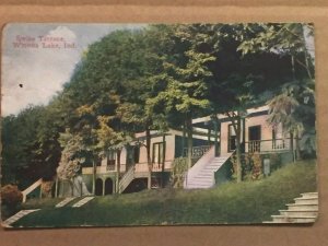 .01 POSTCARD USED - SWISS TERRACE, WINONA LAKE, INDIANA  - TOP CORNERS CREASED