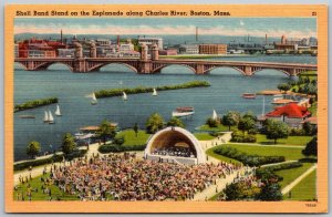 Boston Massachusetts 1940s Postcard Shell Band Stand on Esplanade Charles River