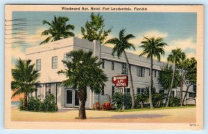 FORT LAUDERDALE, Florida FL ~ WINDWARD APARTMENT HOTEL 1941 Linen Postcard