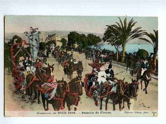 127421 France NICE CARNIVAL 1909 Battle of Flowers Vintage PC