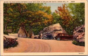 Vermont Green Mountains Road Winding Through Giant Boulders 1941 Curteich